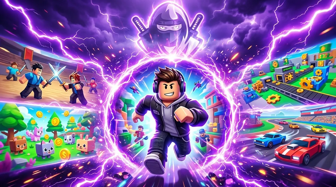 Collection of best Roblox games for scripting including Blox Fruits Pet Simulator X King Legacy and Brookhaven gameplay screenshots